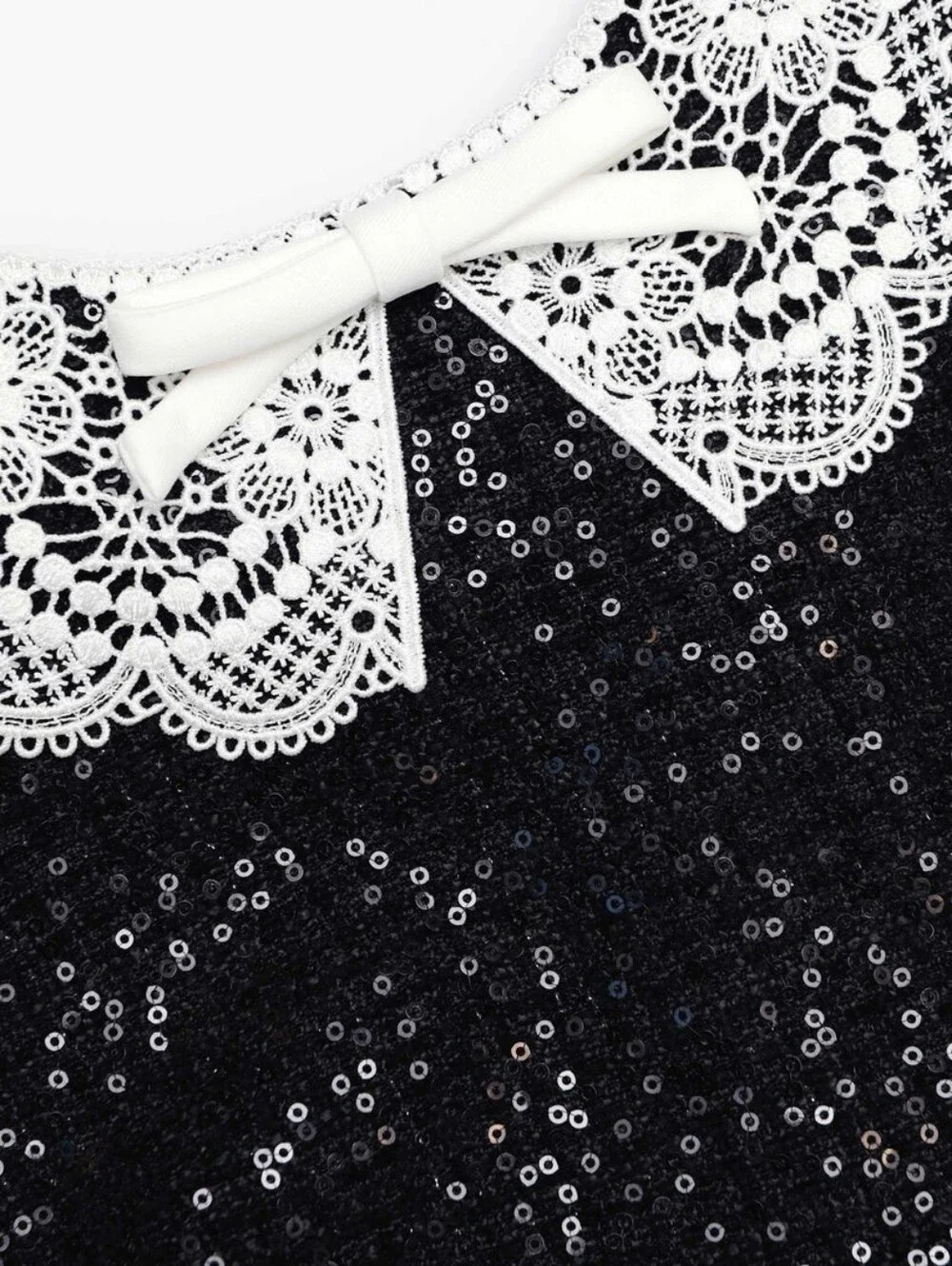 Self Portrait Black Sequin Boucle Mini Dress